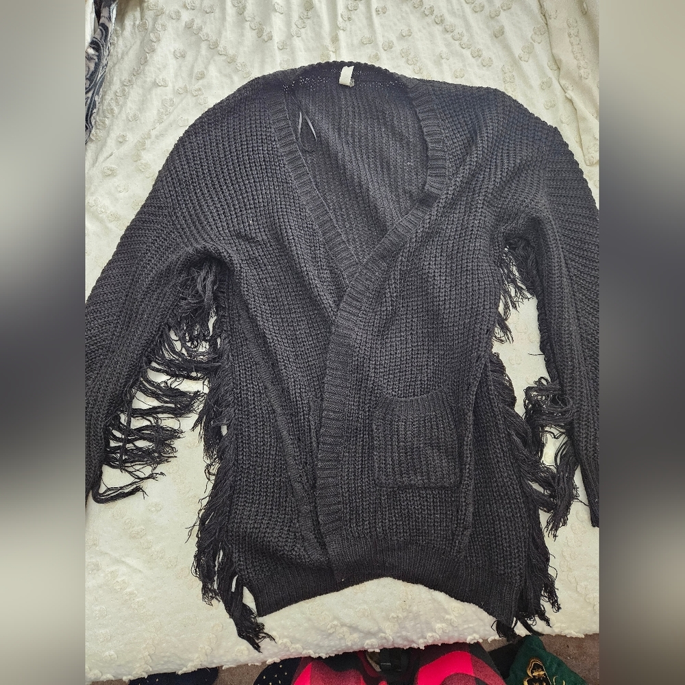 Black Fringe Cardigan